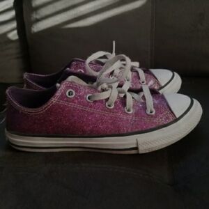Converse Shoes Youth Sneakers Purple Glitter Low Size 2